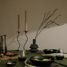 Black Waved Wrought Iron Candle Holders (Set of 2)